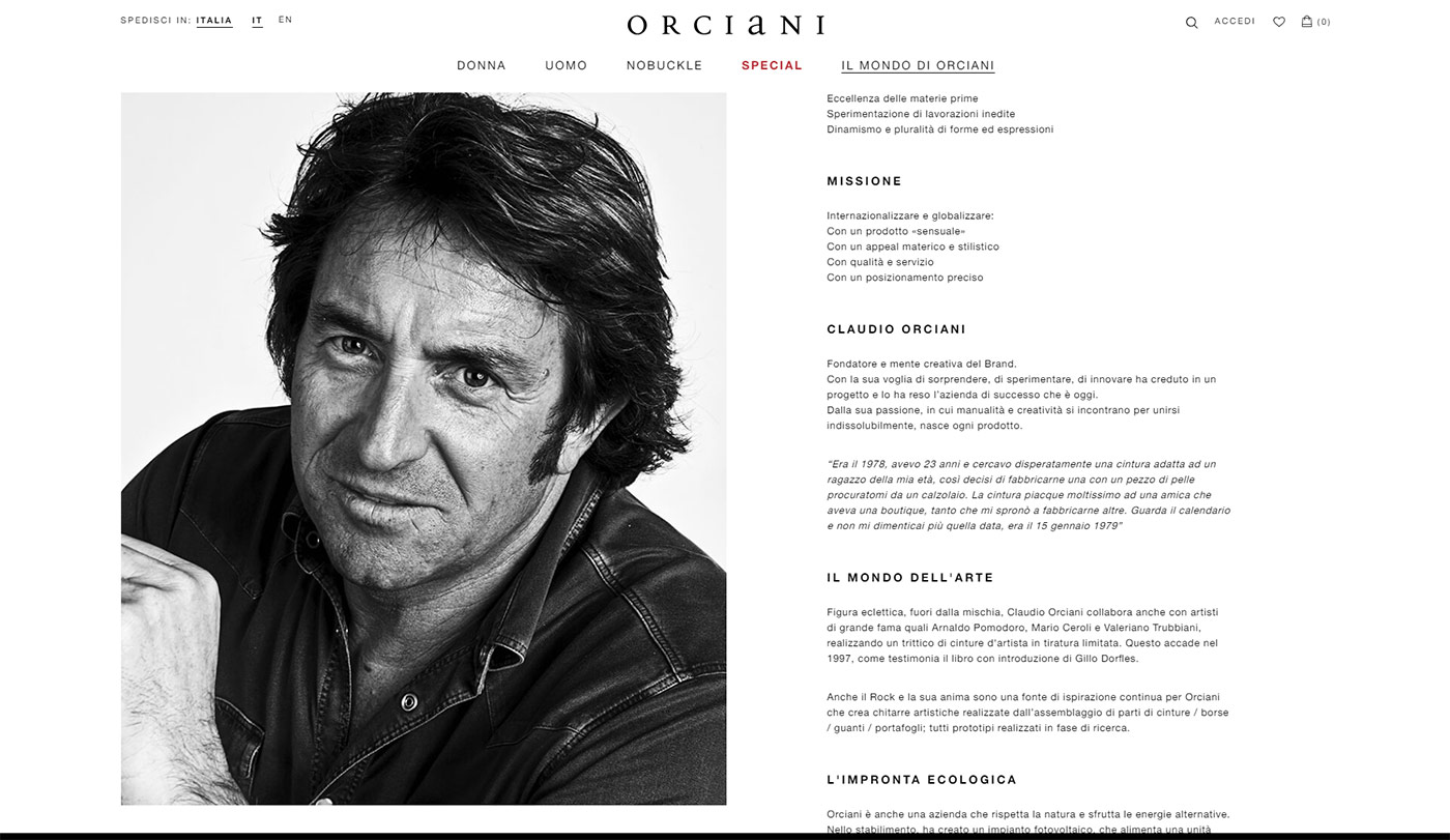 Orciani ecommerce Magento | Neikos Digital Agency